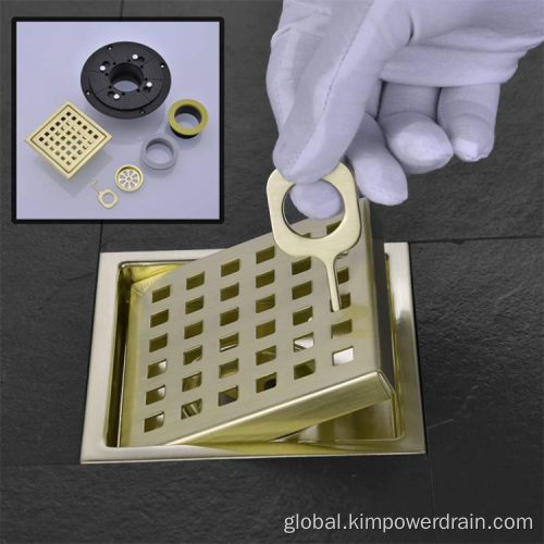 Square Gold Floor Drain Stainless steel square gold Floor drain Supplier